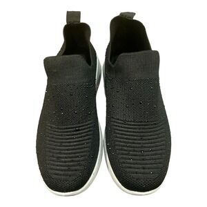SIP Sport Womens Black Knit Rhinestone Slip On Sneakers‎ Air Cushion Shoes 5.5